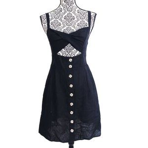 FOREVER 21 Dress Cut out Top Button Front Elastic Back Fit & Flare Sun M